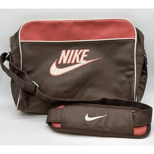 Nike Swoosh Laptop Messenger Shoulder Bag Satchel Crossbody Brown Pink